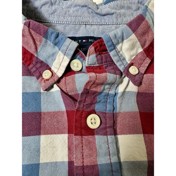 Tommy Hilfiger Men's Classic Fit Long-Sleeved Button-Down Shirt Sz L Plaid Logo - Picture 6 of 13